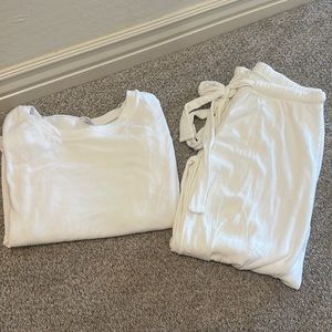 Softest Sweats Plush TENCEL™ Top and Bottom - Winter White Size Small